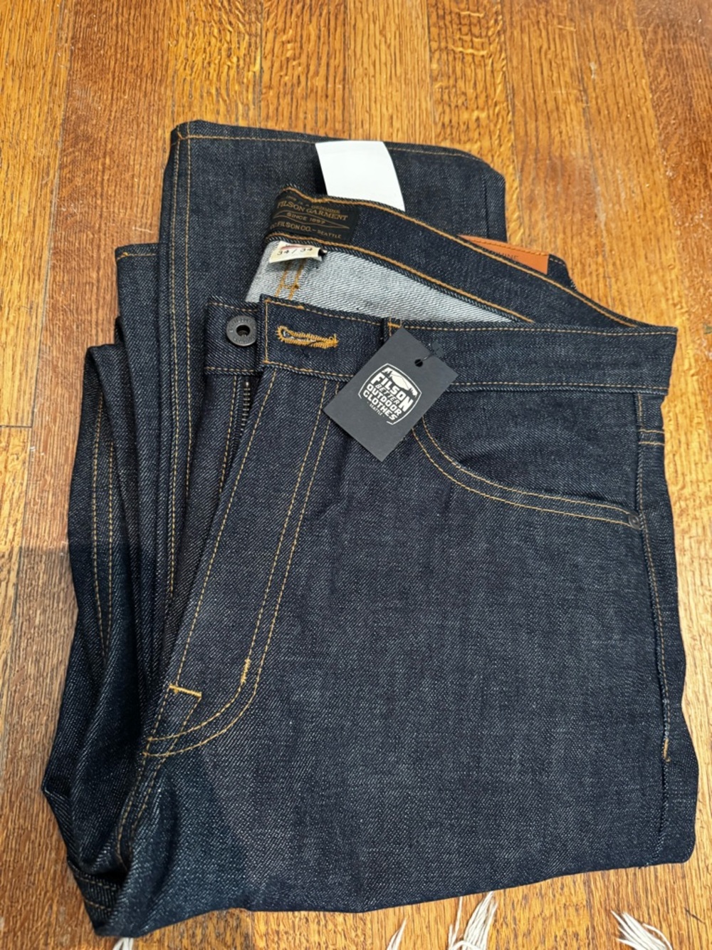 Filson Indigo Straight Men's Rail-Splitter Selvedge Jeans NWT 34x34